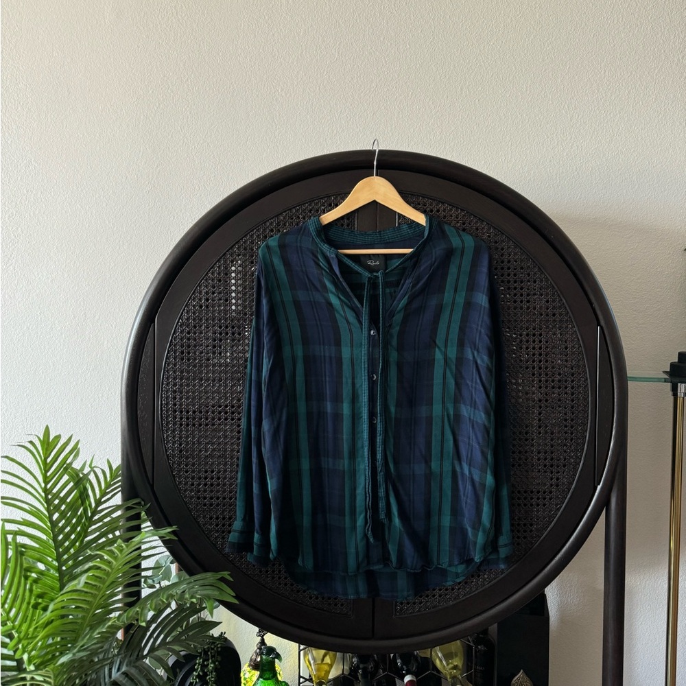 Rails Plaid Button Down Long sleeve Bow Tie Shirt